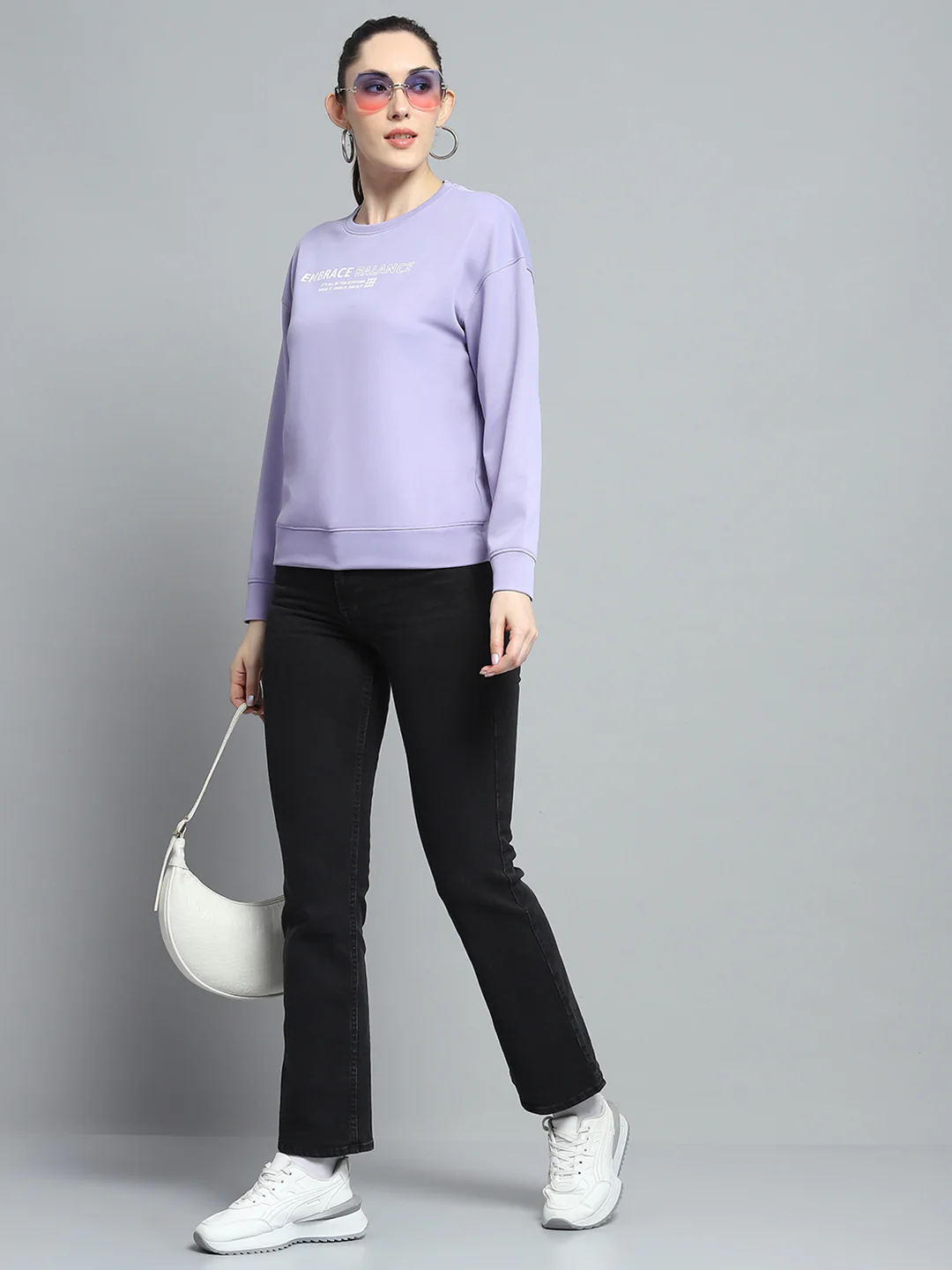 Rock.it Women Purple Printed Round Neck Full Sleeve Sweatshirt - Image 2