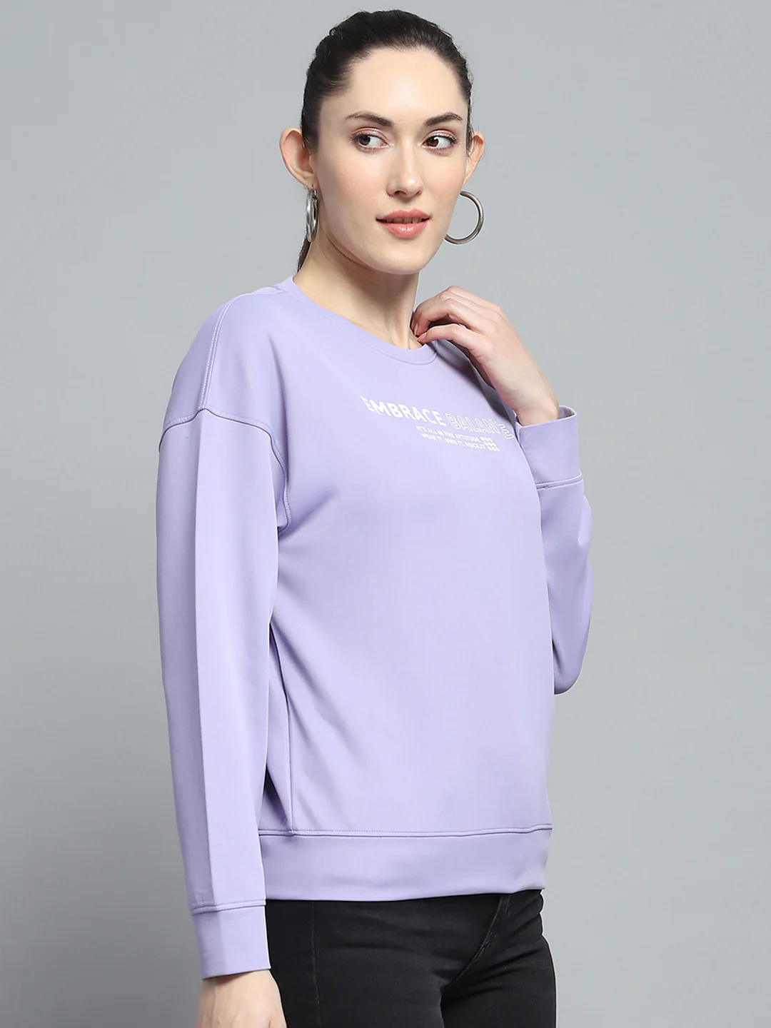 Rock.it Women Purple Printed Round Neck Full Sleeve Sweatshirt - Image 4