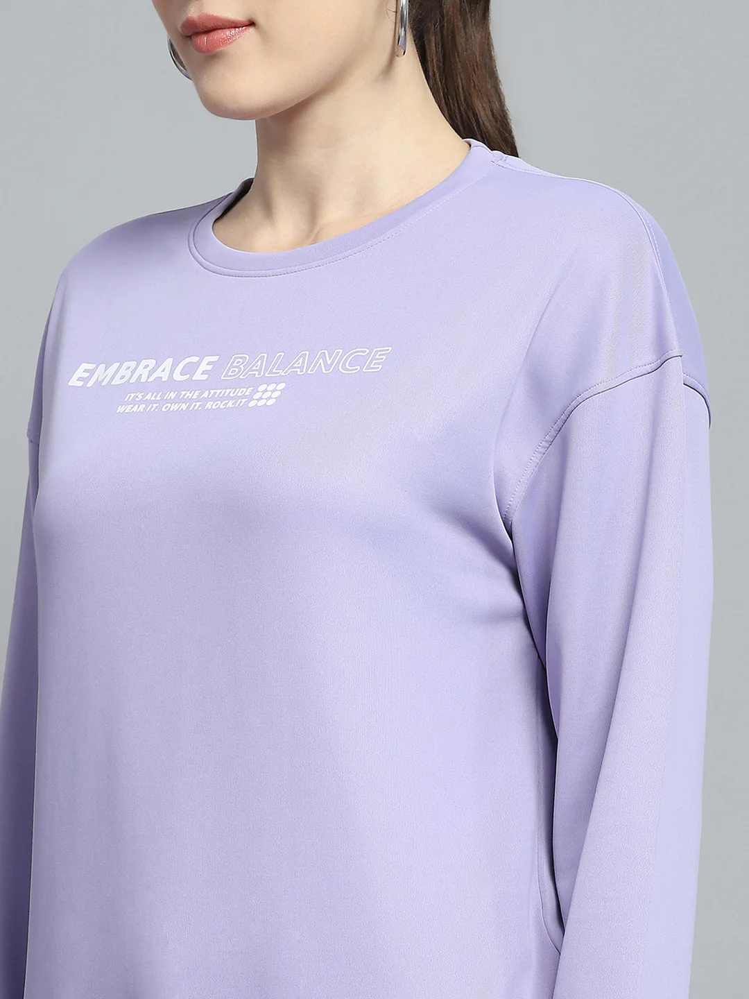 Rock.it Women Purple Printed Round Neck Full Sleeve Sweatshirt - Image 7