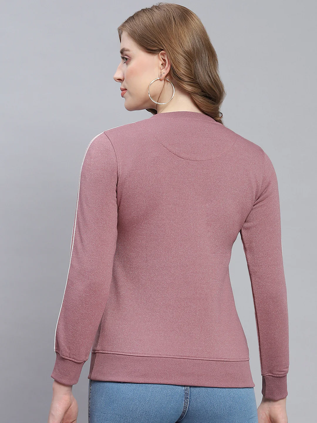 Women Purple Printed Round Neck Full Sleeve Sweatshirts - Image 5