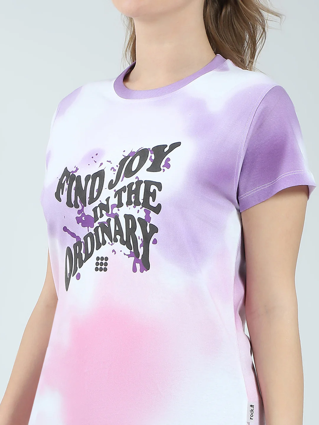 Rock.it Women Purple Printed Round Neck Half Sleeve Top - Image 6