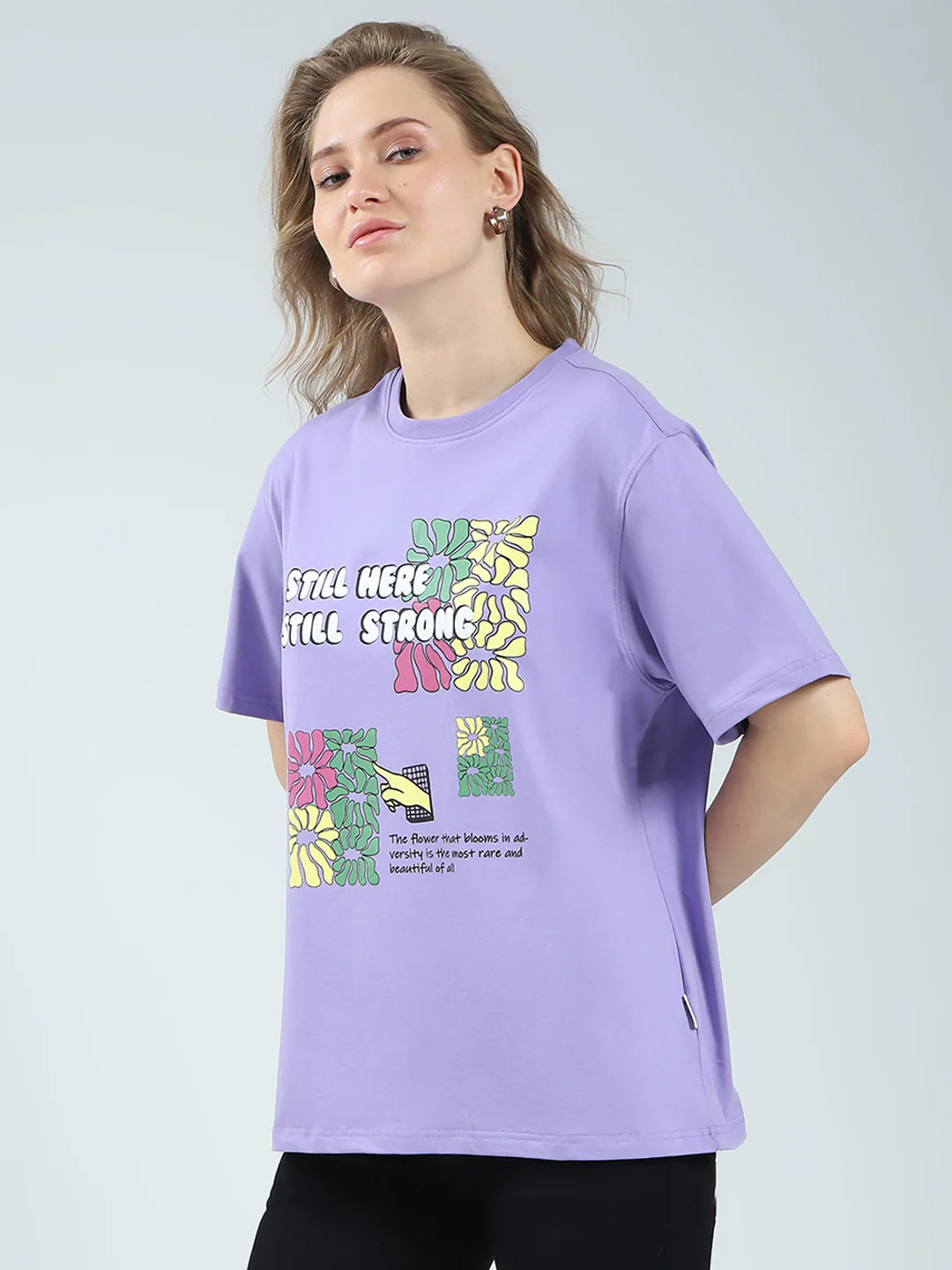 Rock.it Women Purple Printed Round Neck Half Sleeve Top - Image 3
