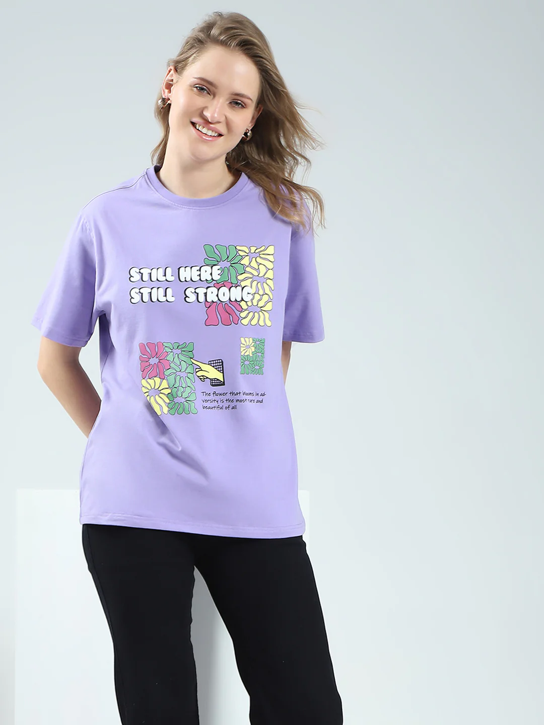 Rock.it Women Purple Printed Round Neck Half Sleeve Top - Image 6