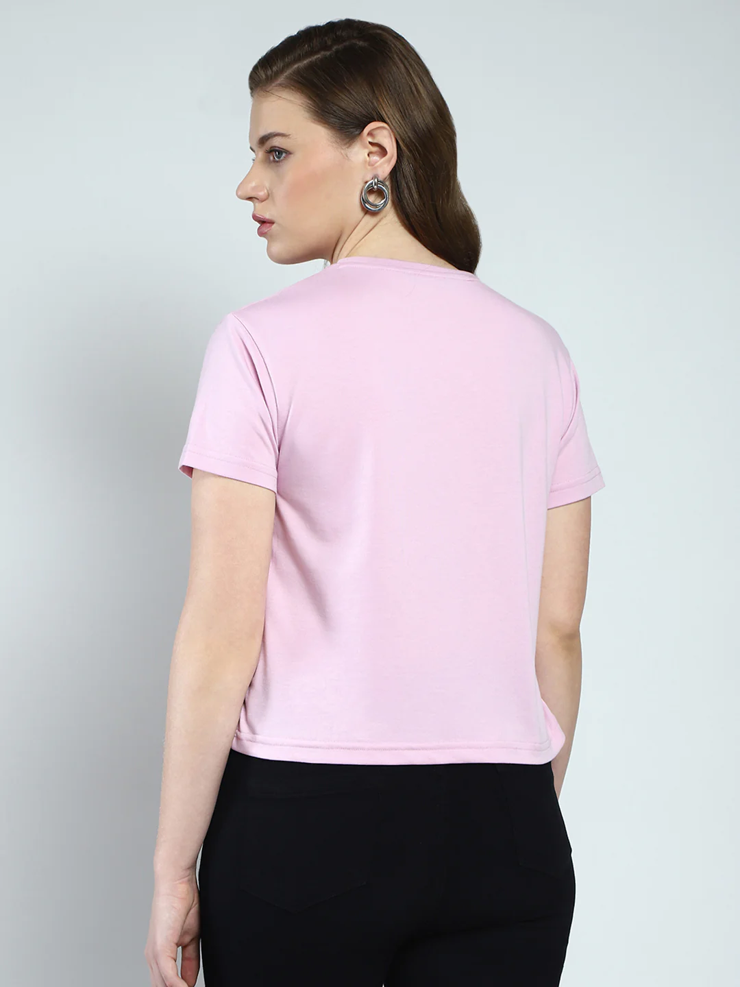 Women Purple Printed Round Neck Half Sleeve Top - Image 5
