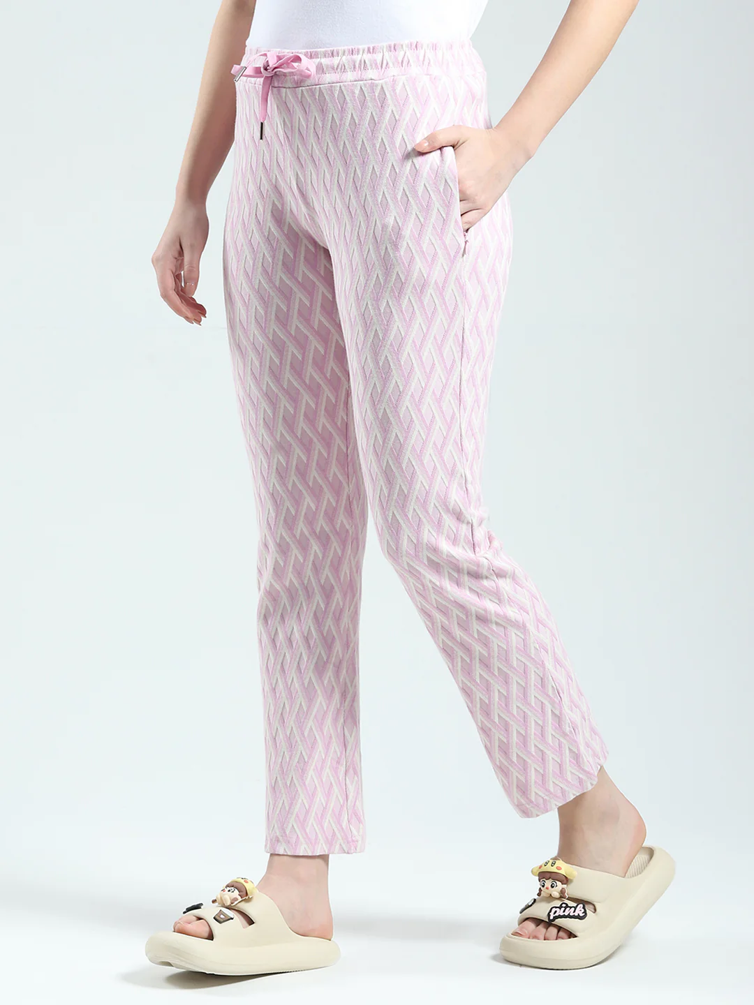 Women Purple Self Design Regular Fit Lower - Image 3