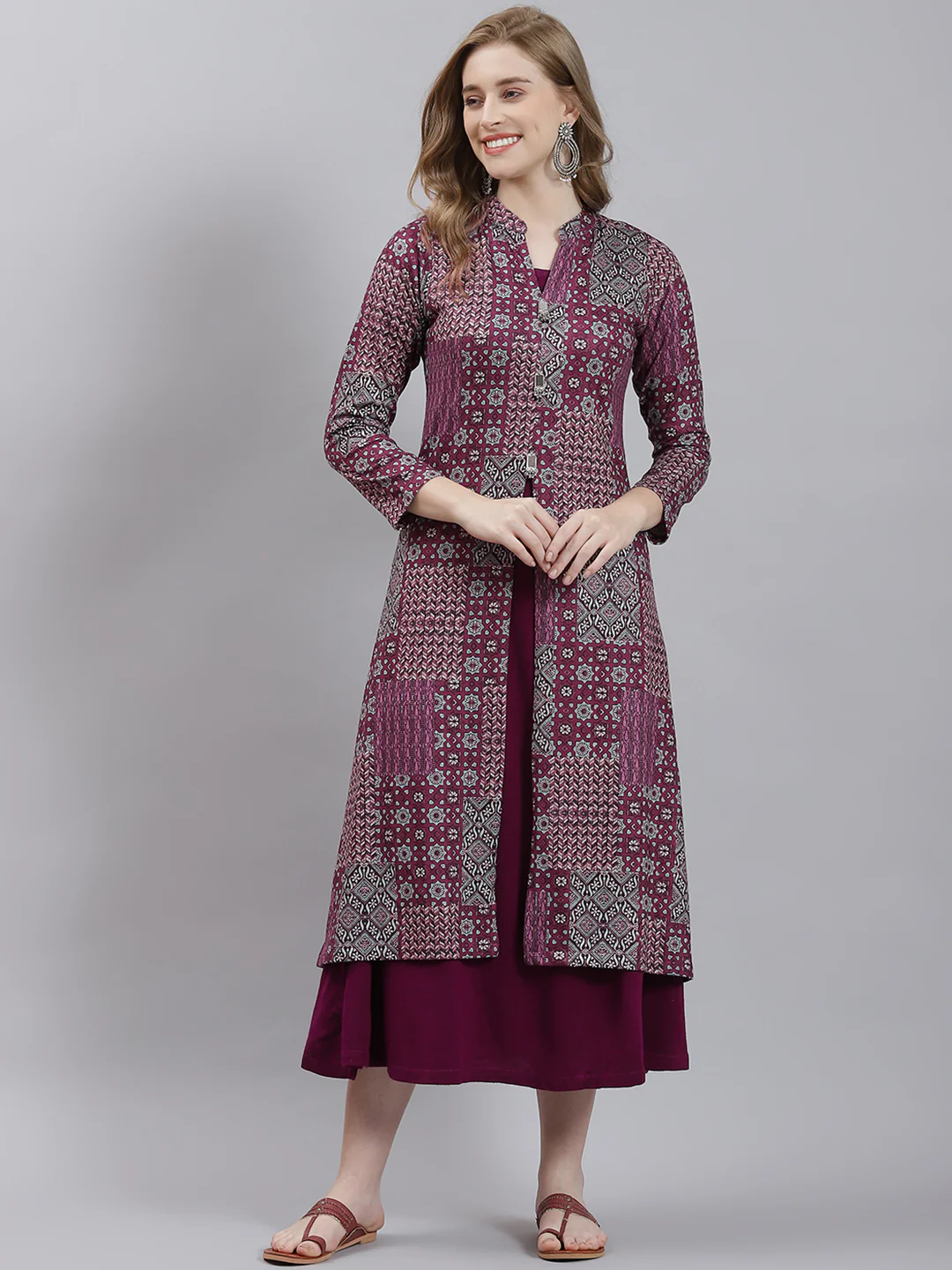 Women Purple Self Inner+Kurti - Image 2