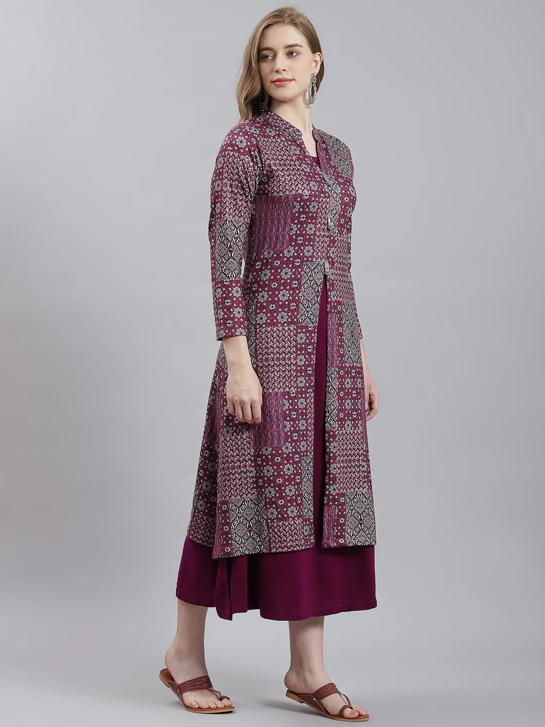 Women Purple Self Inner+Kurti - Image 3