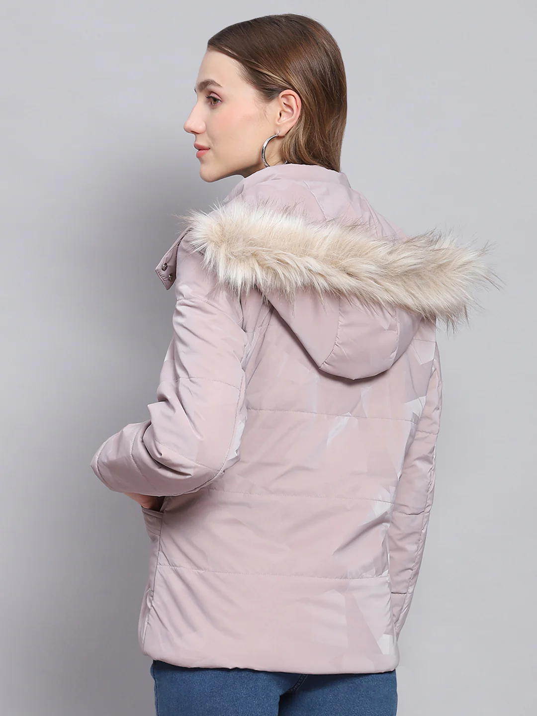 Women Purple Solid Hooded Full Sleeve Jackets - Image 4