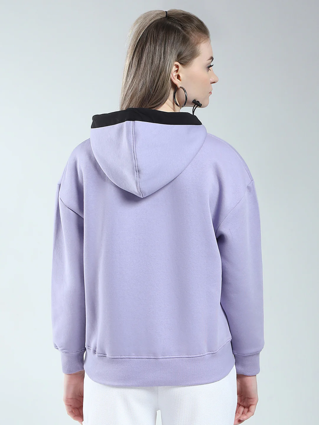 Rock.it Women Purple Solid Hooded Full Sleeve Sweatshirt - Image 5