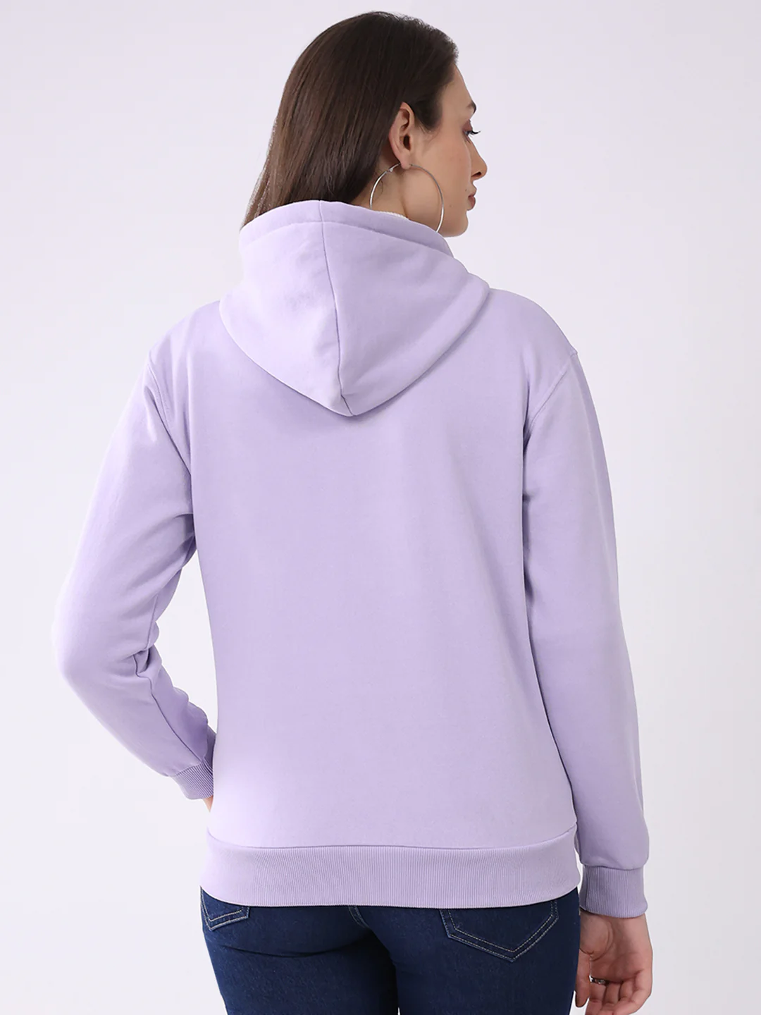 Women Purple Solid Hooded Full Sleeve Sweatshirt - Image 5
