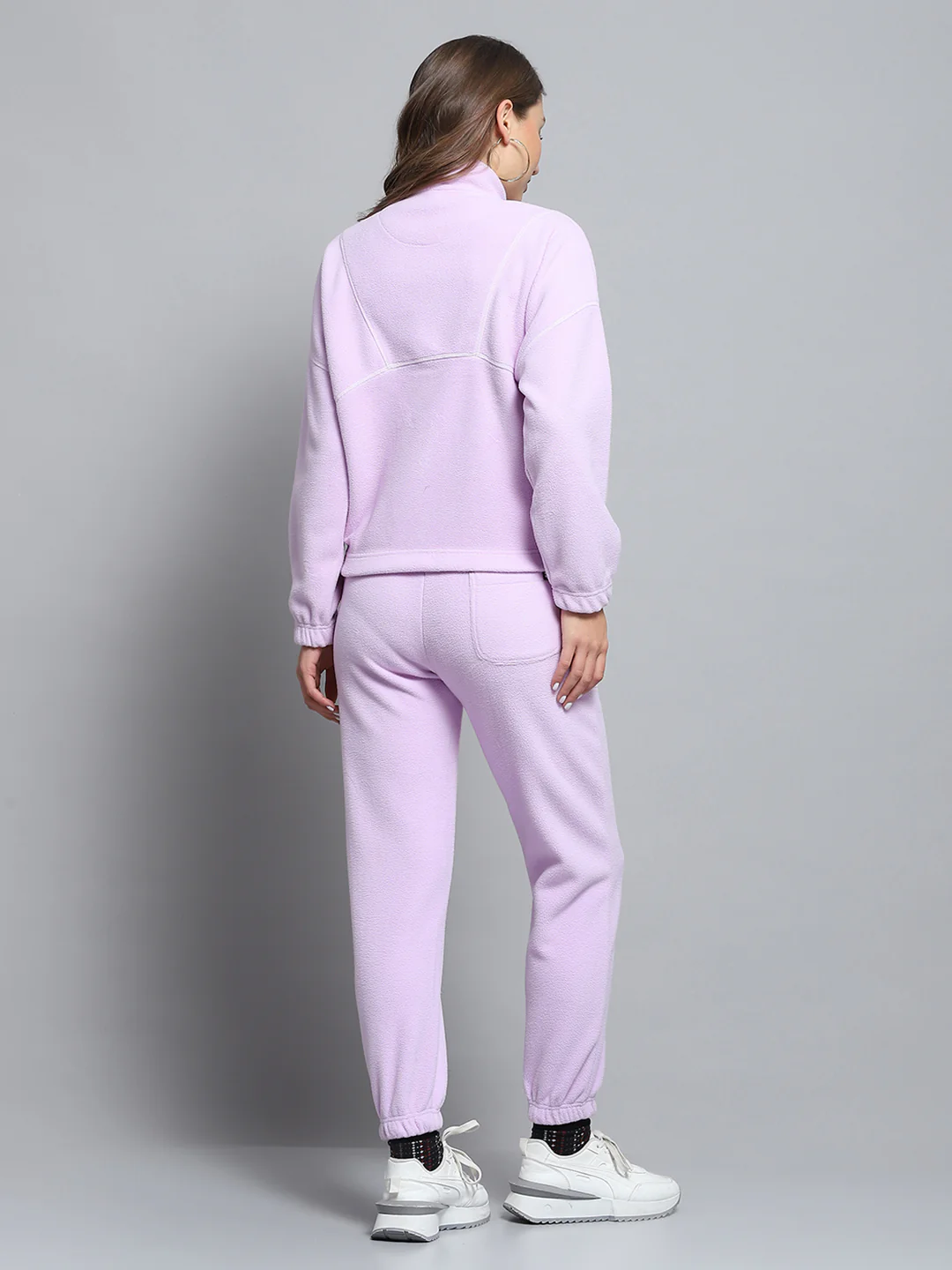 Rock.it Women Purple Solid Mock Neck Full Sleeve Tracksuit - Image 5