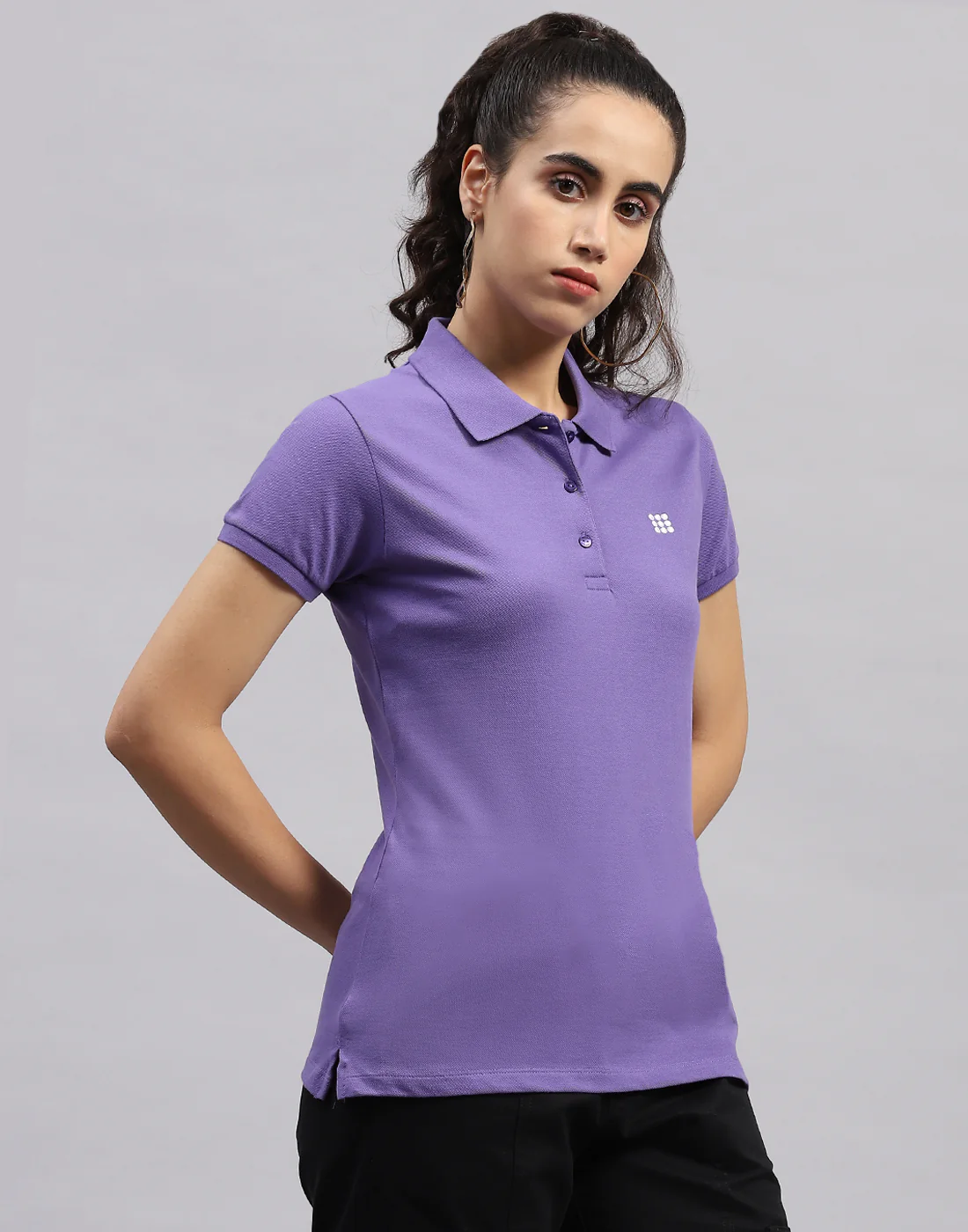Rock.it Women Purple Solid Polo Collar Half Sleeve T Shirt - Image 5