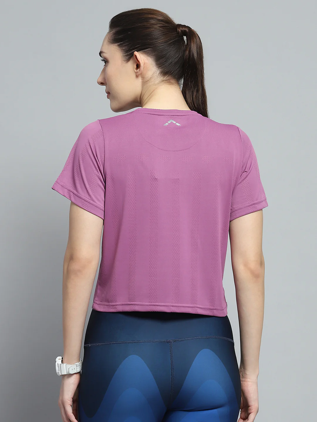 Rock.it Women Purple Solid Round Neck Half Sleeve Top - Image 5