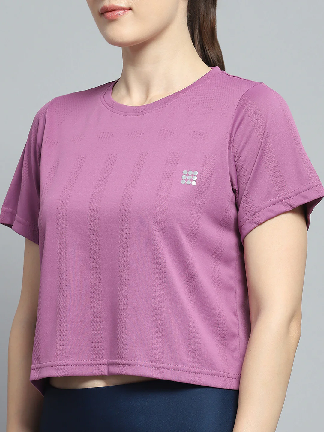 Rock.it Women Purple Solid Round Neck Half Sleeve Top - Image 6