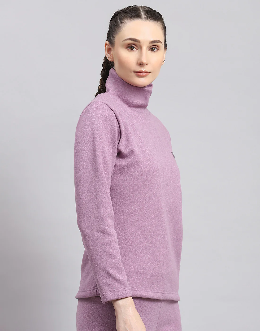 Rock.it Women Purple Solid T Neck Full Sleeve Sweatshirt - Image 4