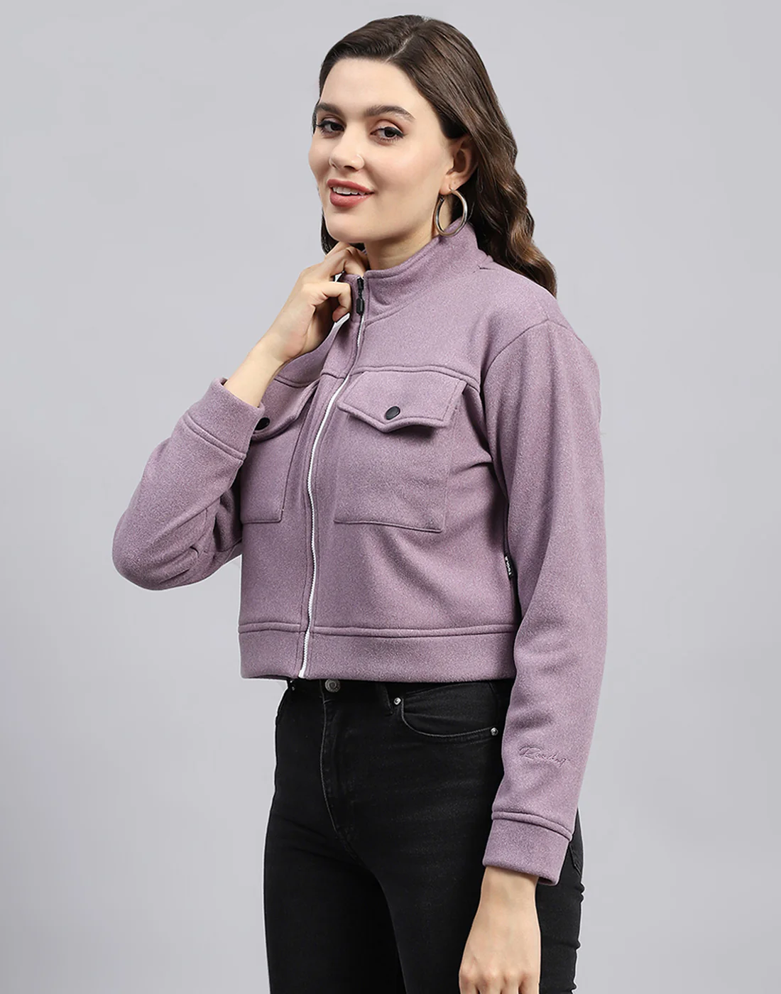 Rock.it Women Purple Solid Turtle Neck Full Sleeve Sweatshirt - Image 3