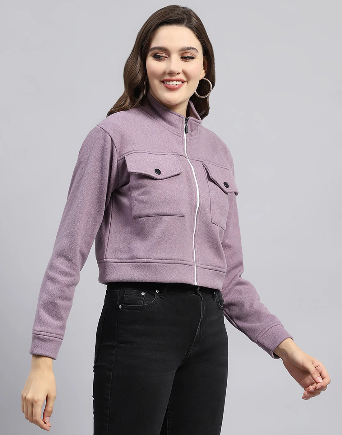 Rock.it Women Purple Solid Turtle Neck Full Sleeve Sweatshirt - Image 4