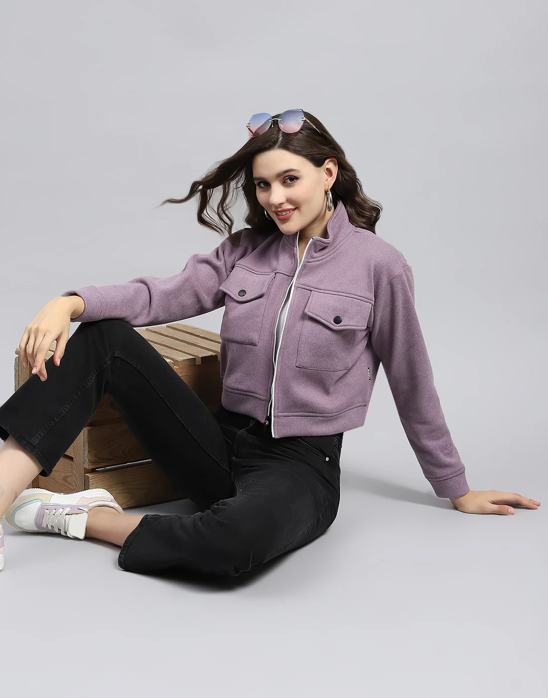 Rock.it Women Purple Solid Turtle Neck Full Sleeve Sweatshirt - Image 6