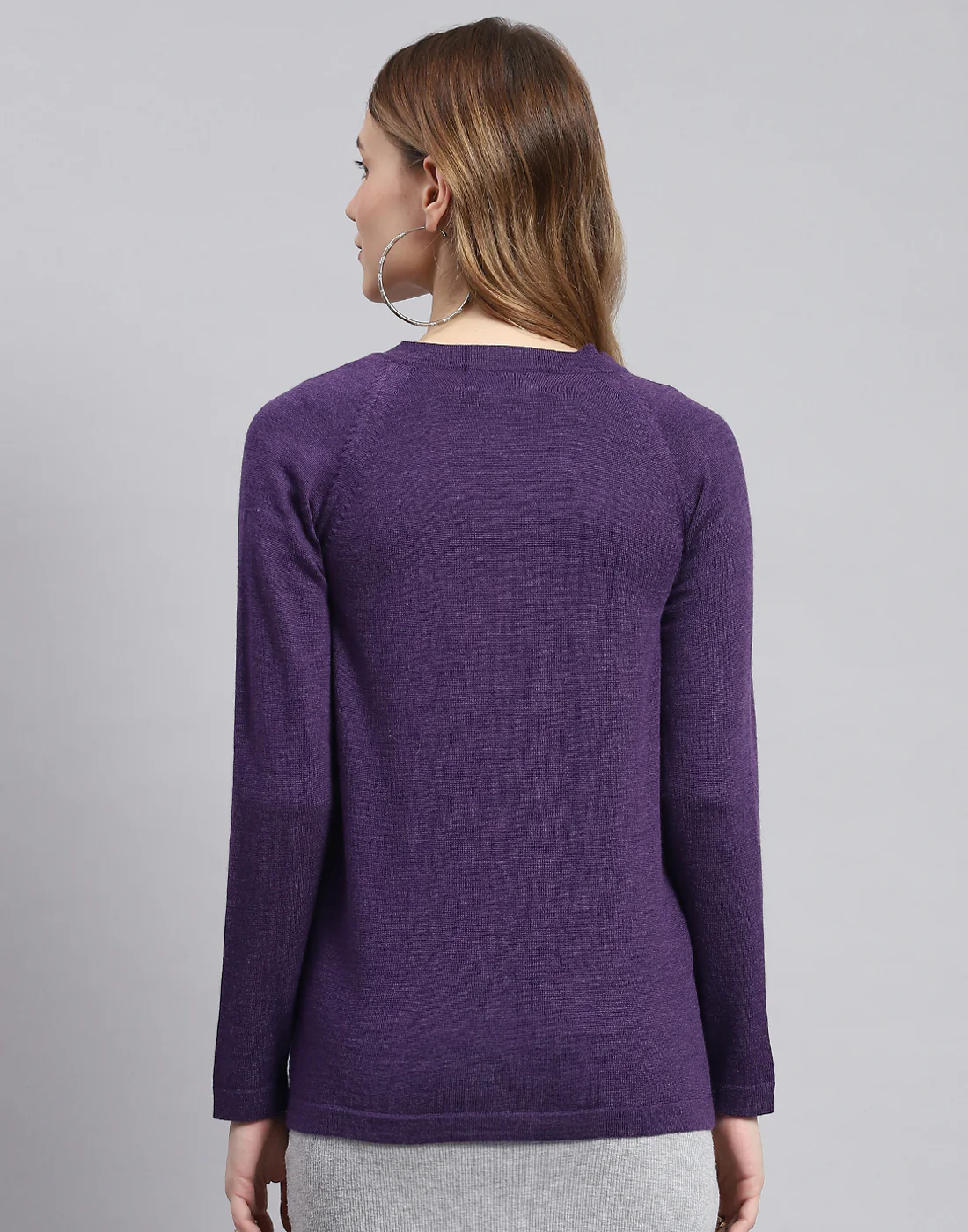 Women Purple Solid V Neck Full Sleeve Cardigans - Image 5