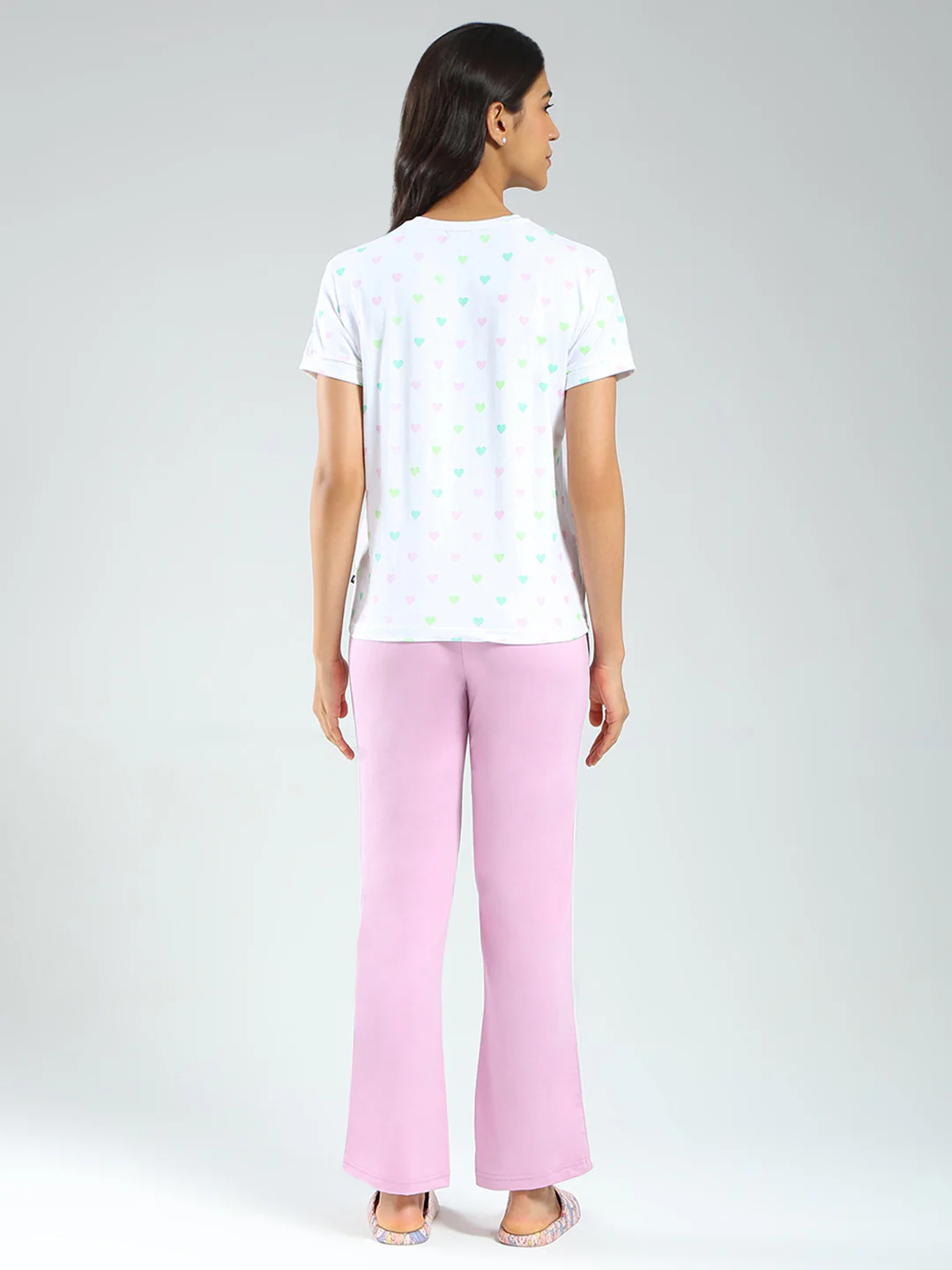 Women Purple & White Printed Round Neck Half Sleeve Combo 3Pc Set (T-Shirt, Shorts & Lower) - Image 13