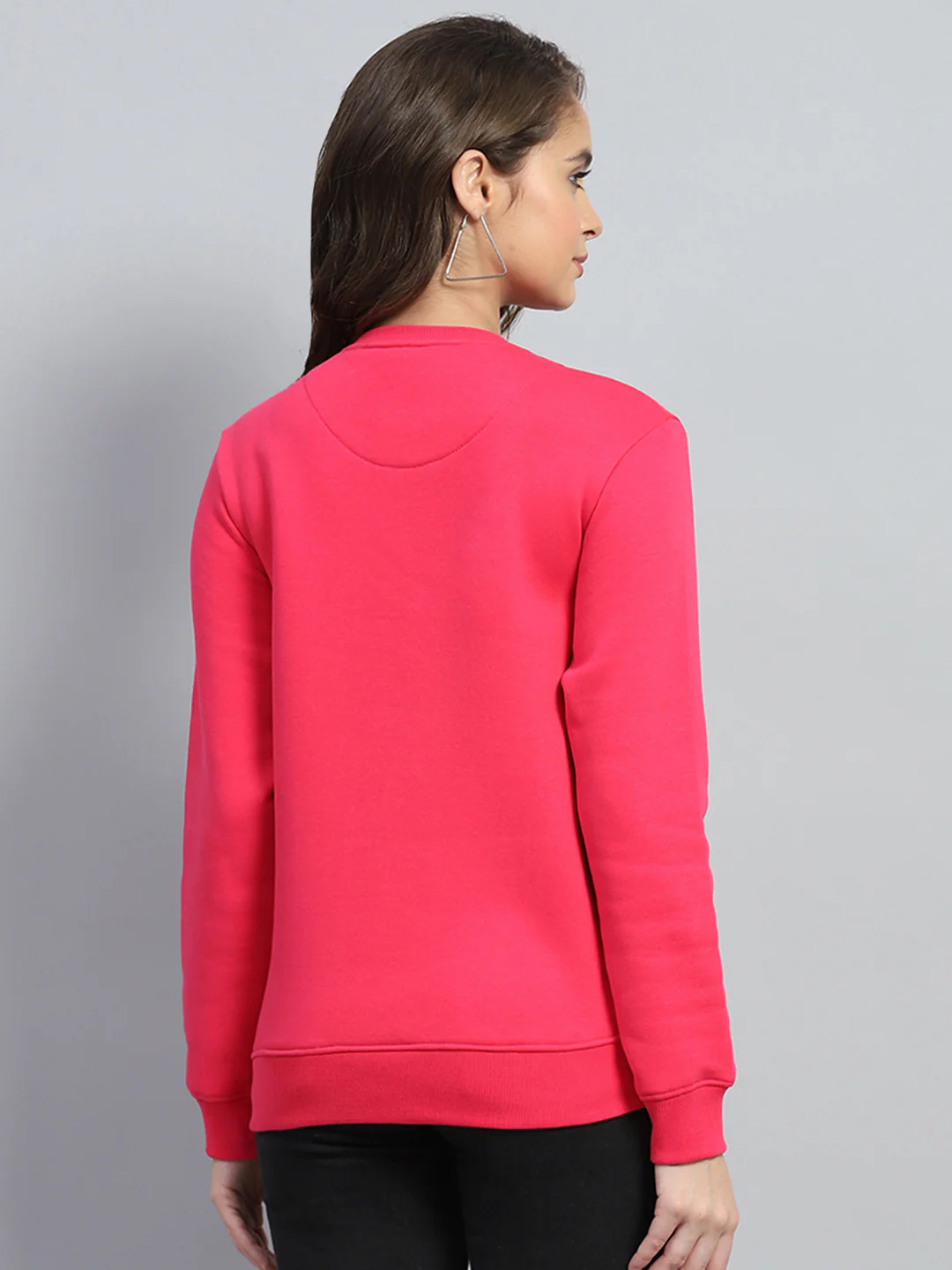Women Red Printed Round Neck Full Sleeve Sweatshirt - Image 5