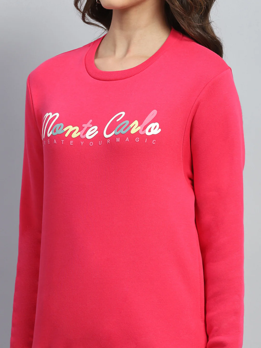 Women Red Printed Round Neck Full Sleeve Sweatshirt - Image 7