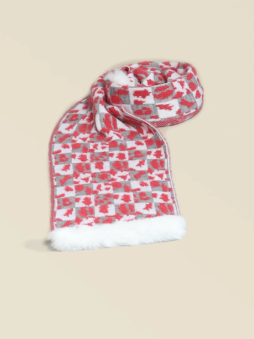 Women Red Self Design Muffler - Image 6