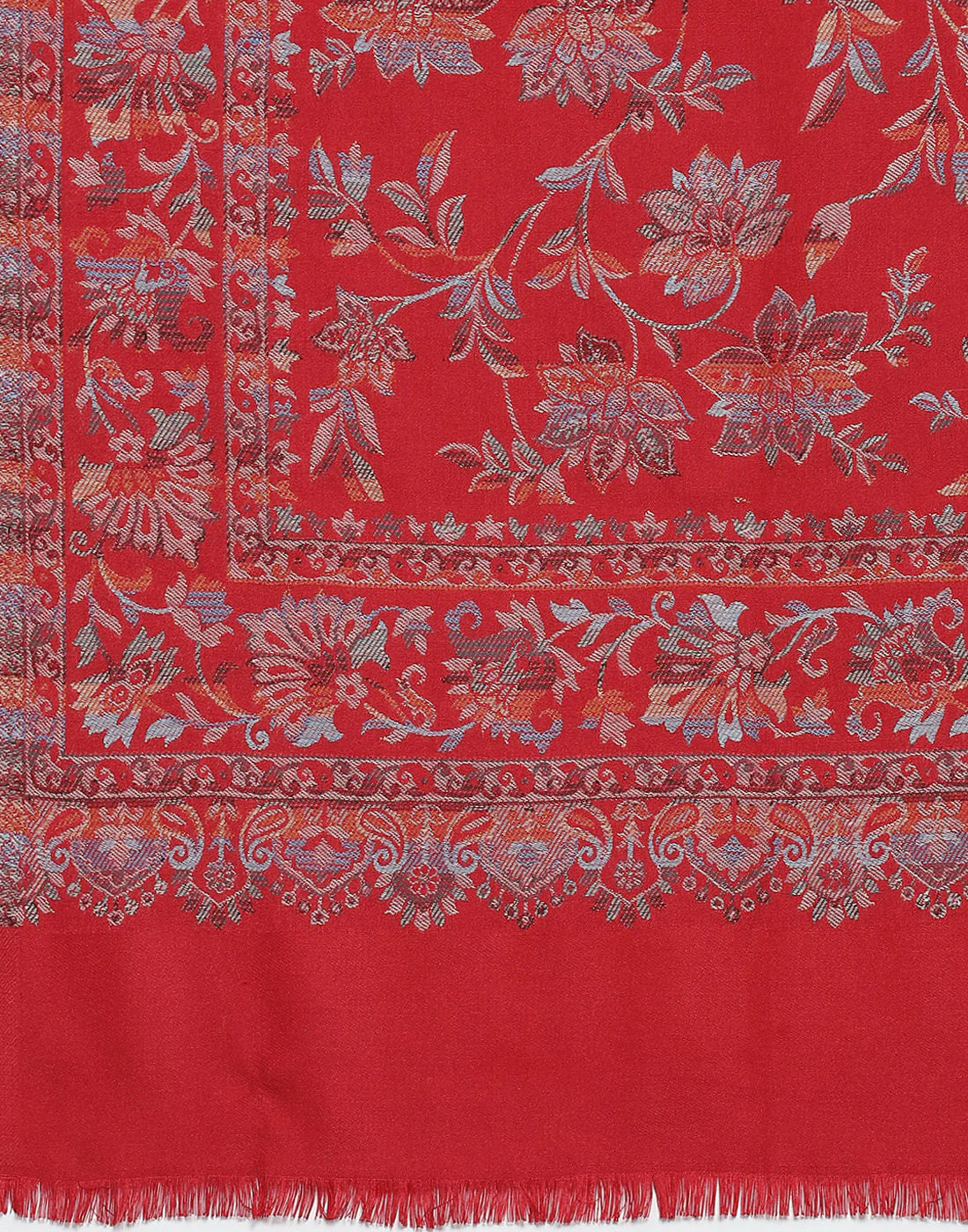 Women Red Self Design Shawl - Image 7