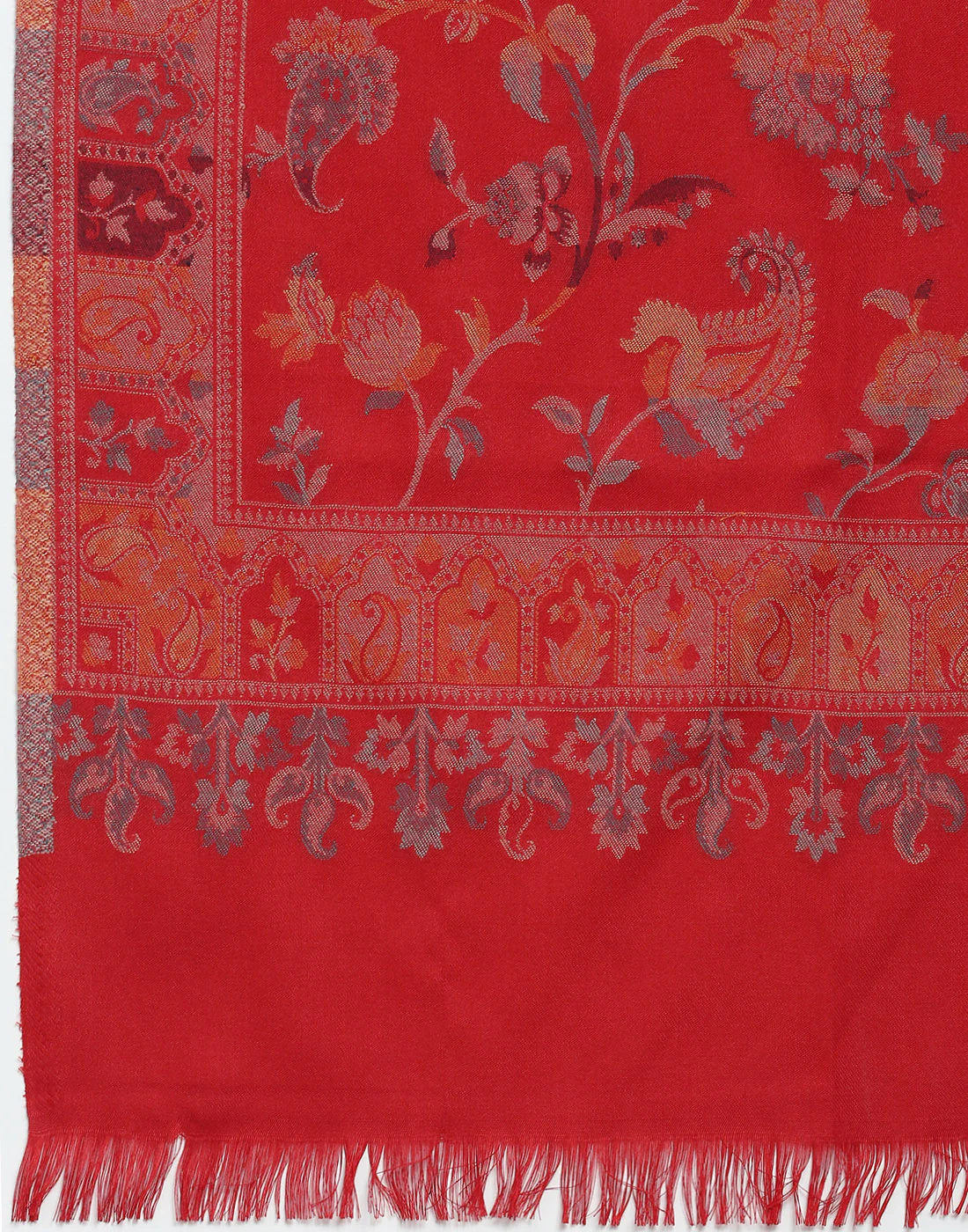 Women Red Self Design Shawl - Image 7