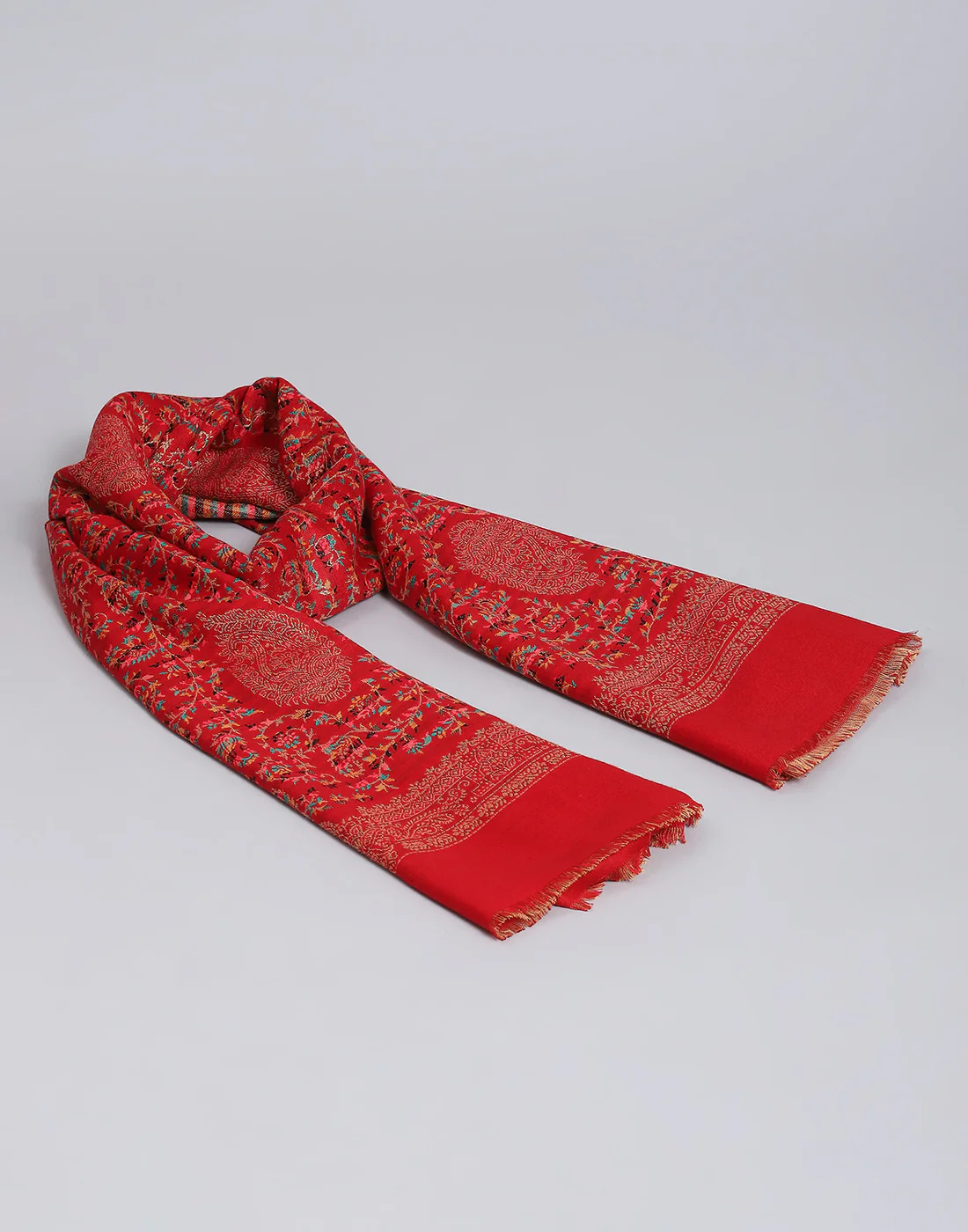 Women Red Self Design Shawl - Image 6