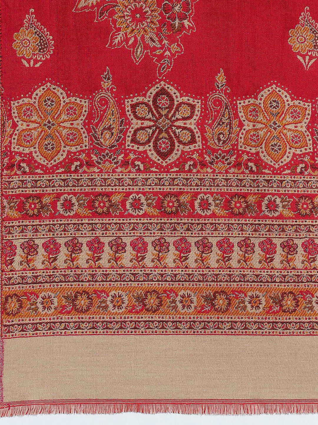 Women Red Self Design Shawl - Image 6