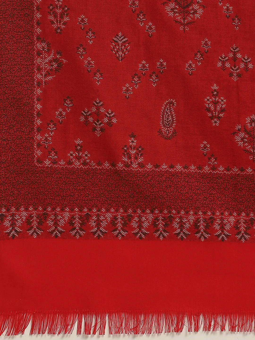 Women Red Self Design Shawl - Image 6