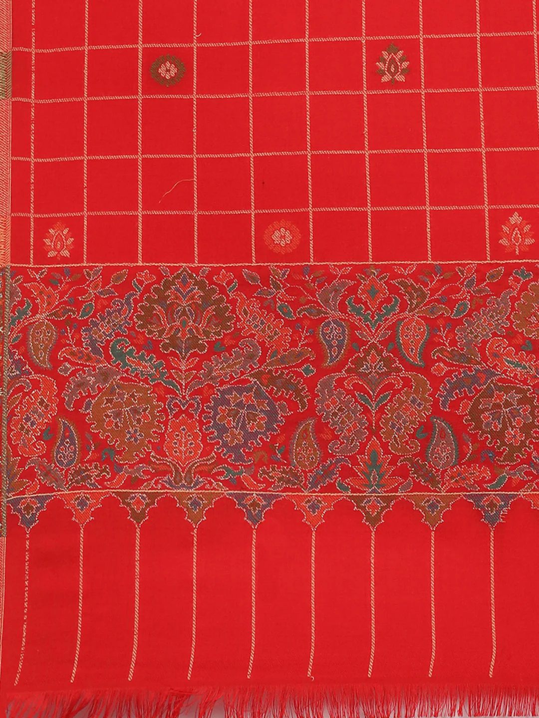 Women Red Self Design Shawl - Image 6