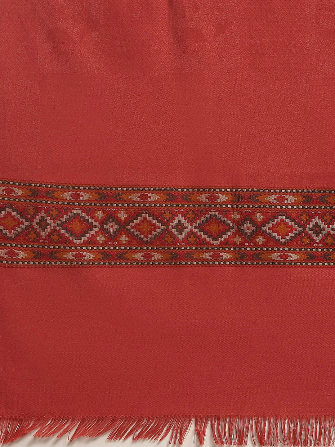 Women Red Self Design Shawl - Image 6