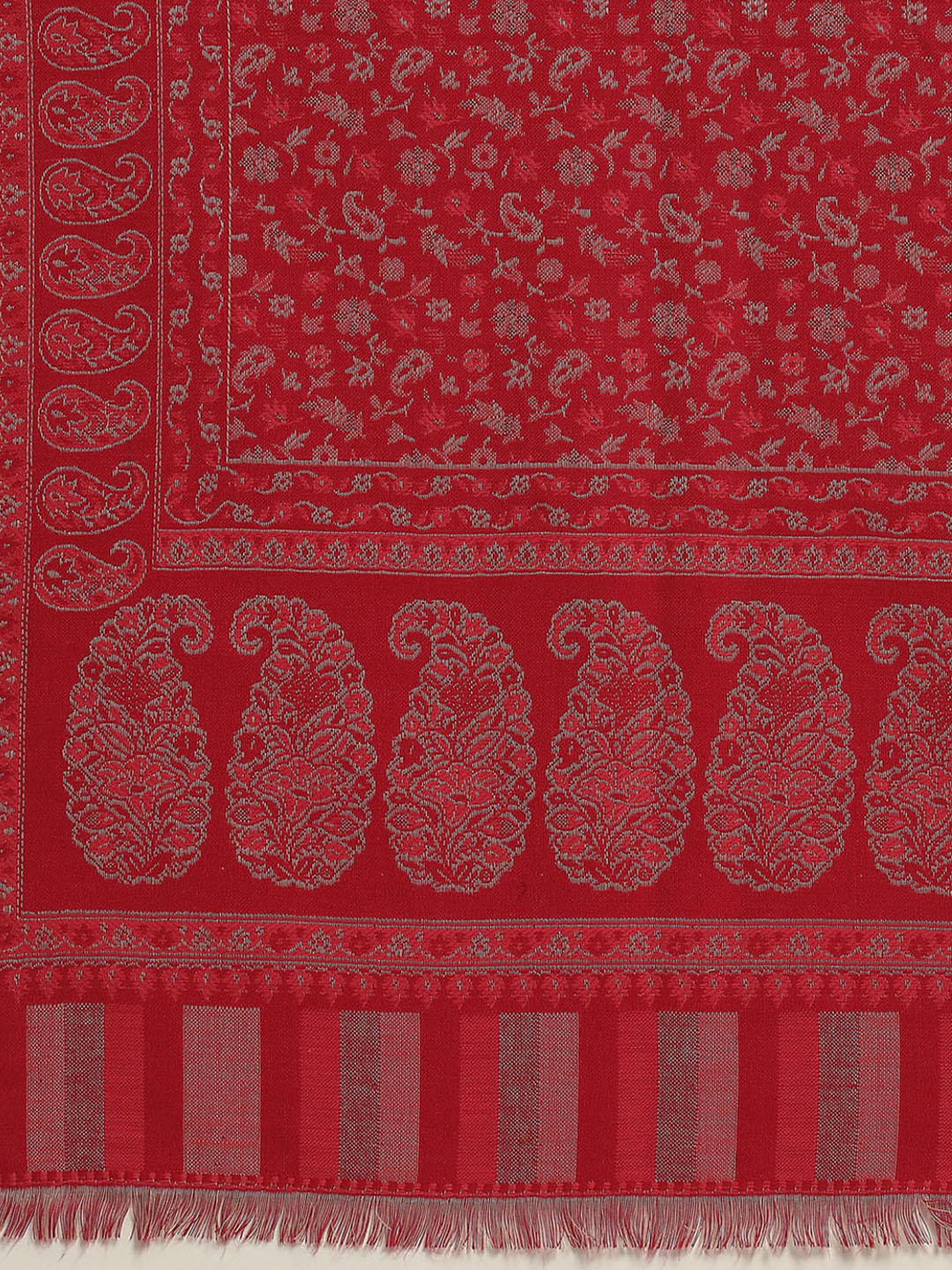 Women Red Self Design Shawl - Image 6