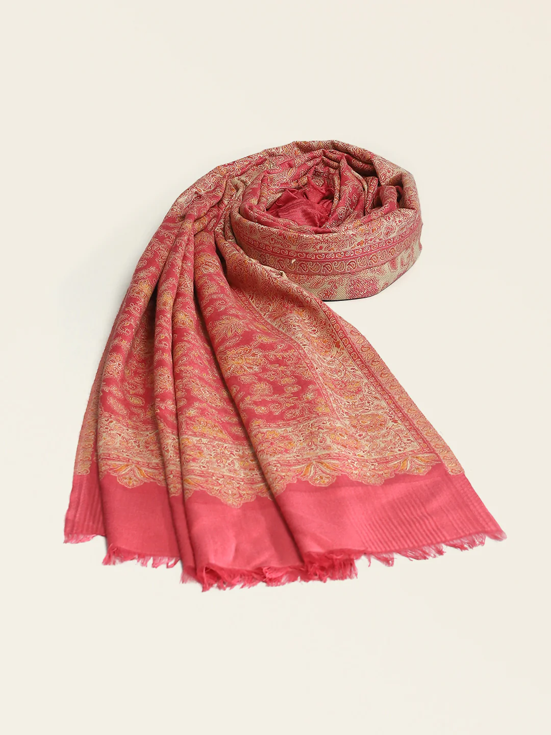 Women Red Self Design Shawl - Image 5