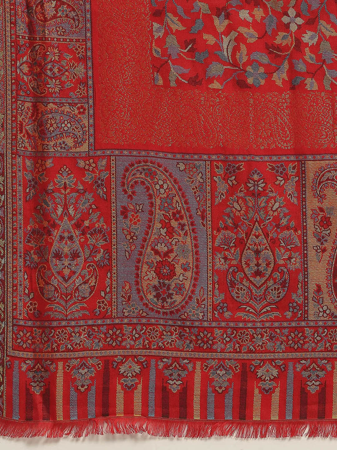 Women Red Self Design Shawl - Image 6