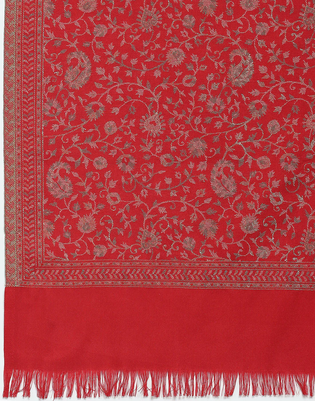 Women Red Self Design Stole - Image 6
