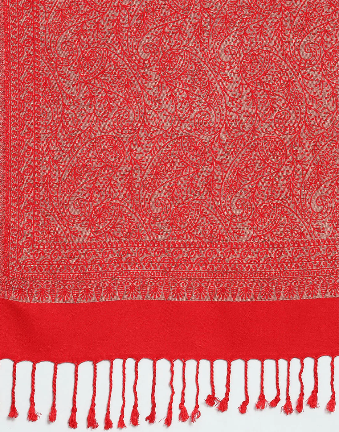 Women Red Self Design Stole - Image 7
