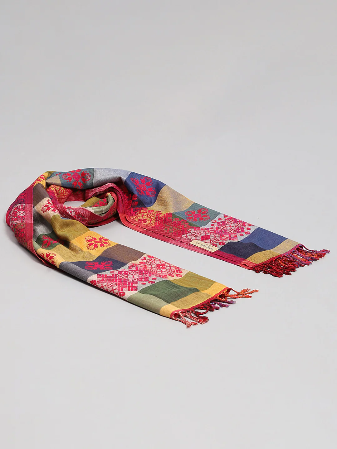 Women Red Self Design Stole - Image 6