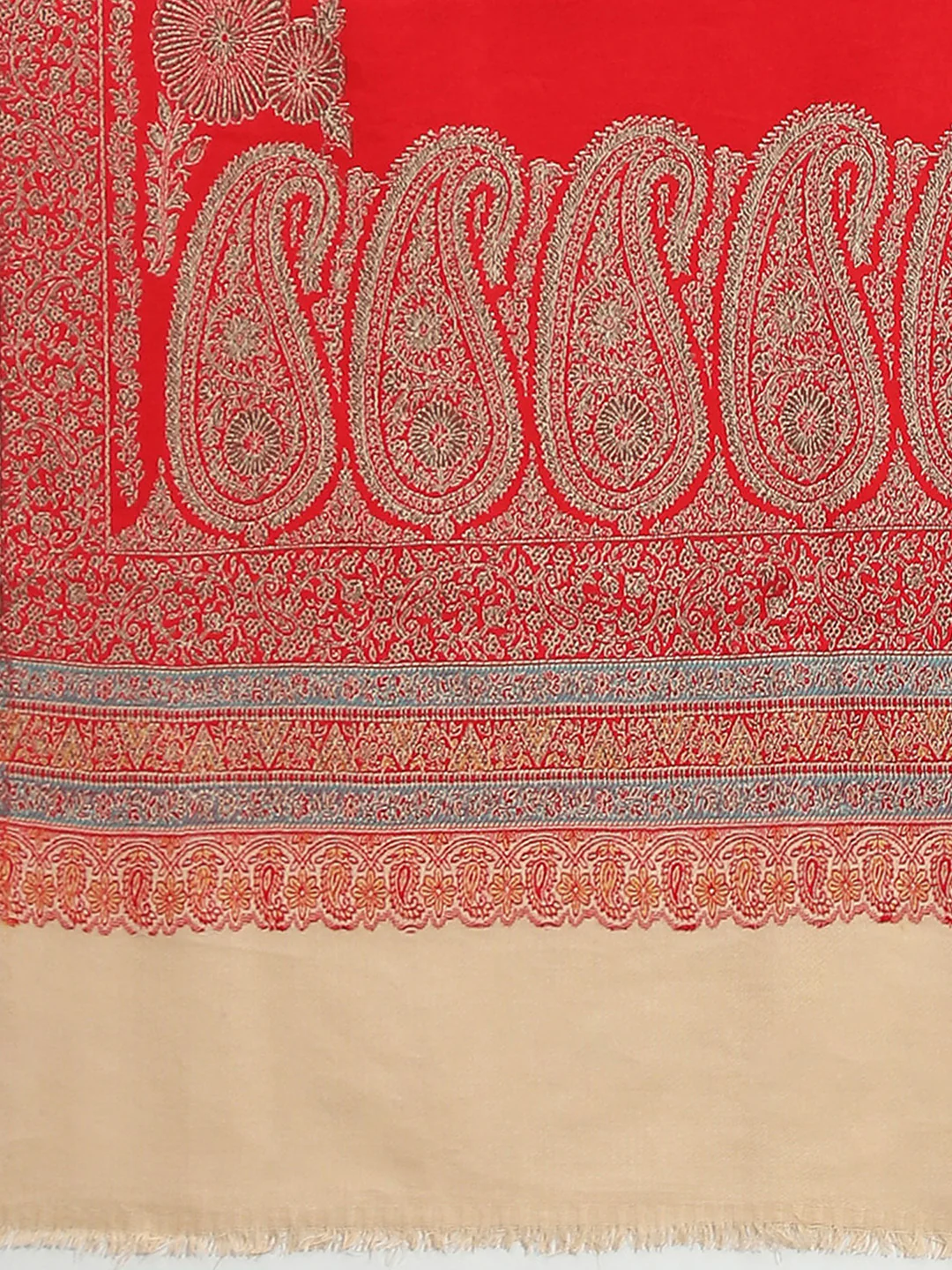 Women Red Self Design Stole - Image 7