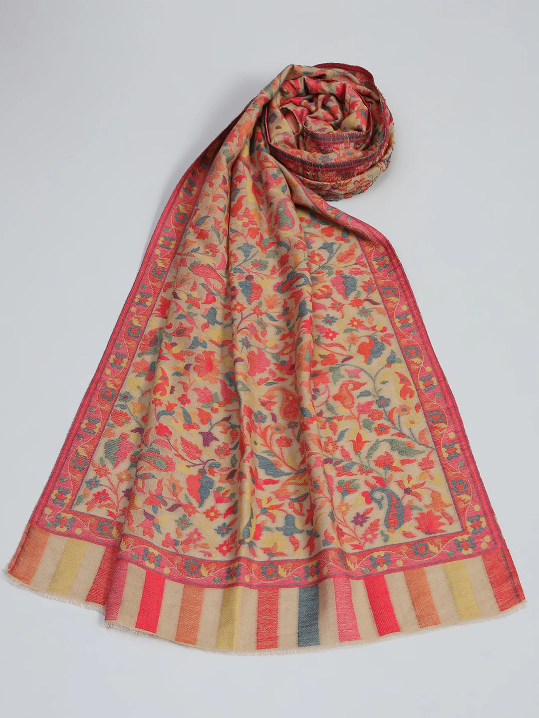 Women Red Self Design Stole - Image 6