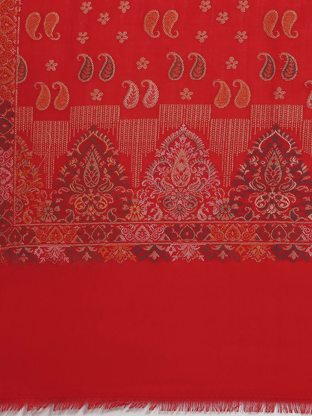 Women Red Self Design Stole - Image 7