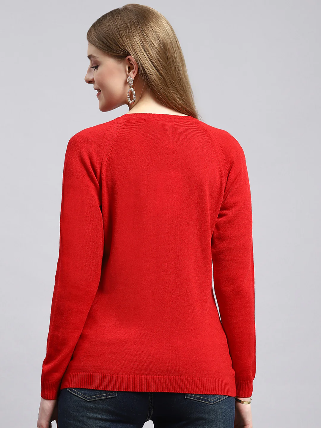 Women Red Solid Cardigan - Image 5
