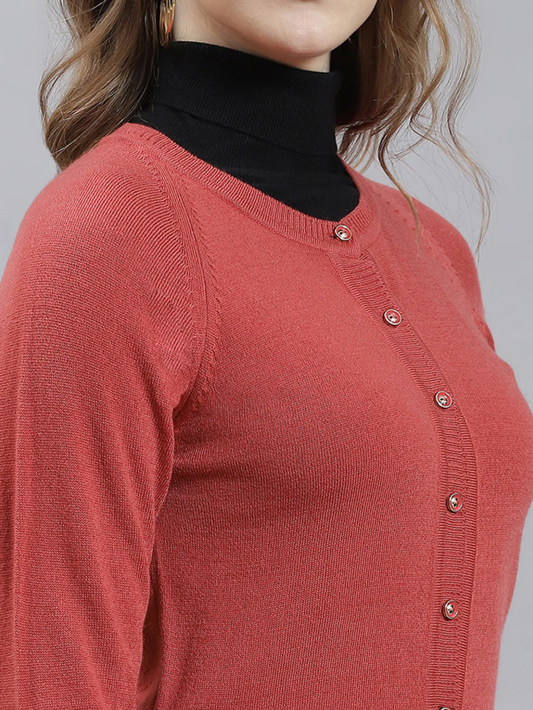 Women Red Solid Cardigan - Image 6