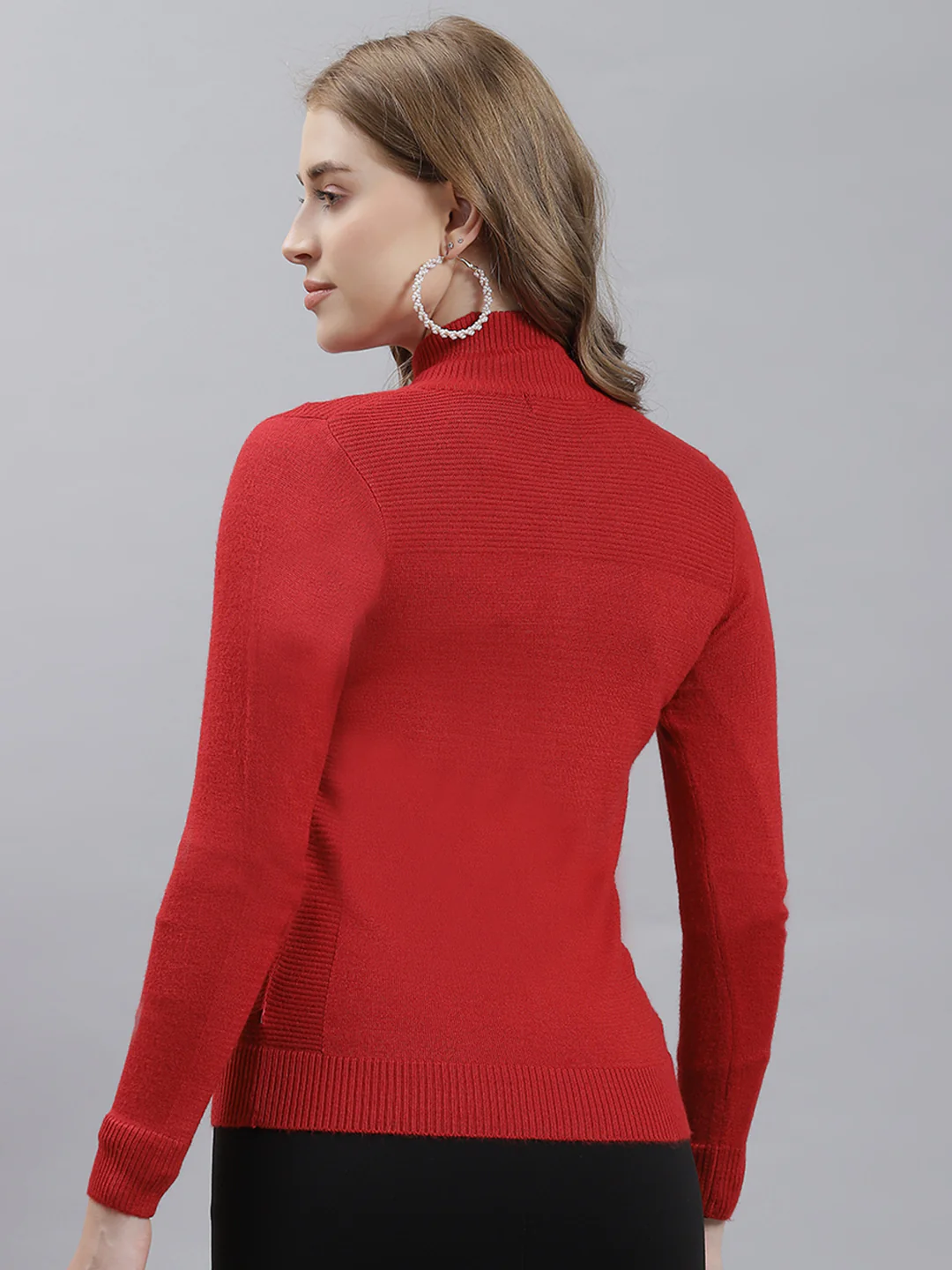 Women Red Solid Cardigan - Image 5