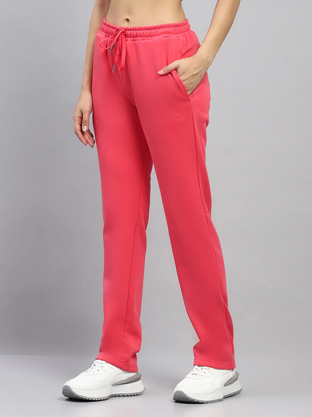 Women Red Solid Hooded Full Sleeve Tracksuit - Image 7