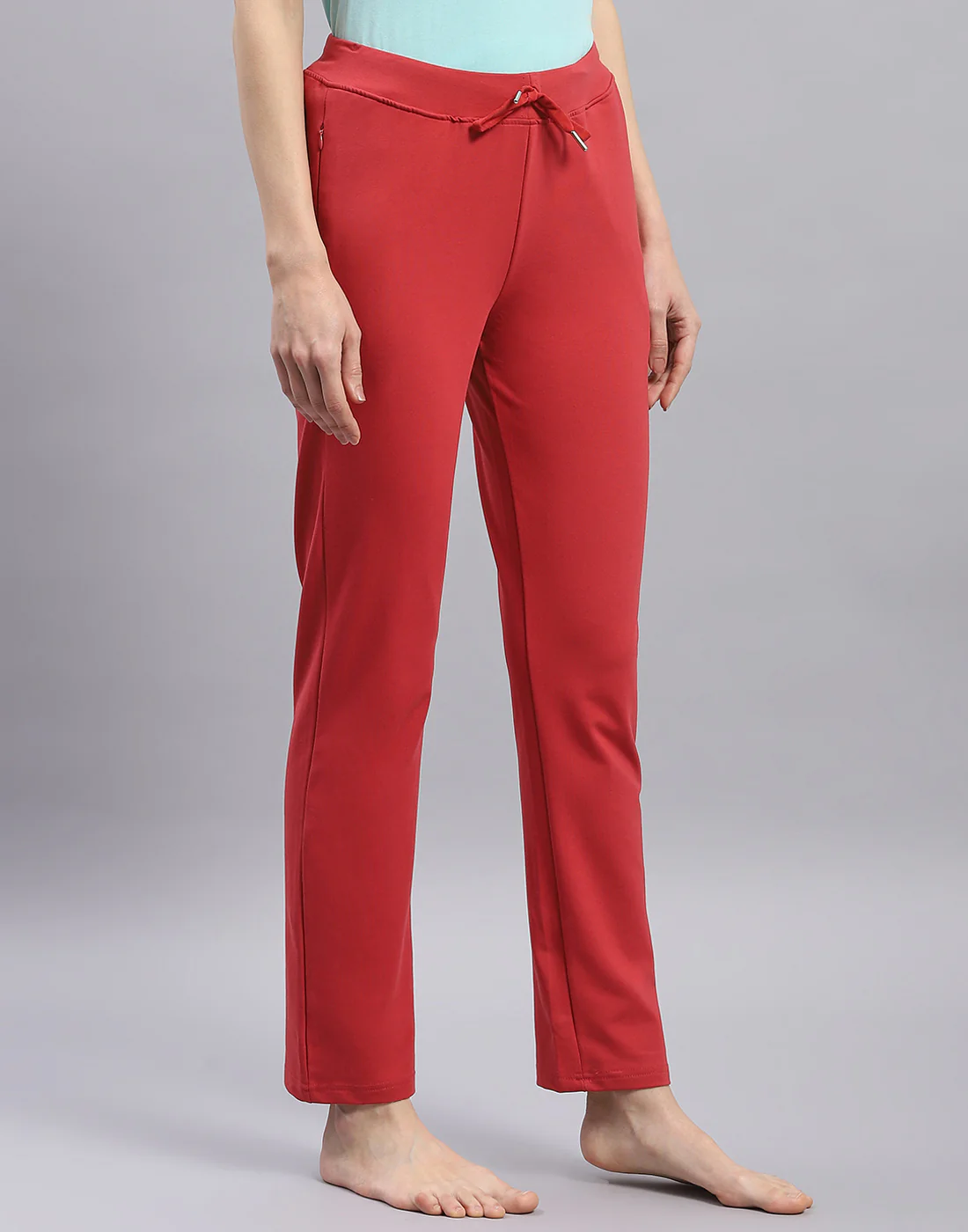 Women Red Solid Regular Fit Lower - Image 5
