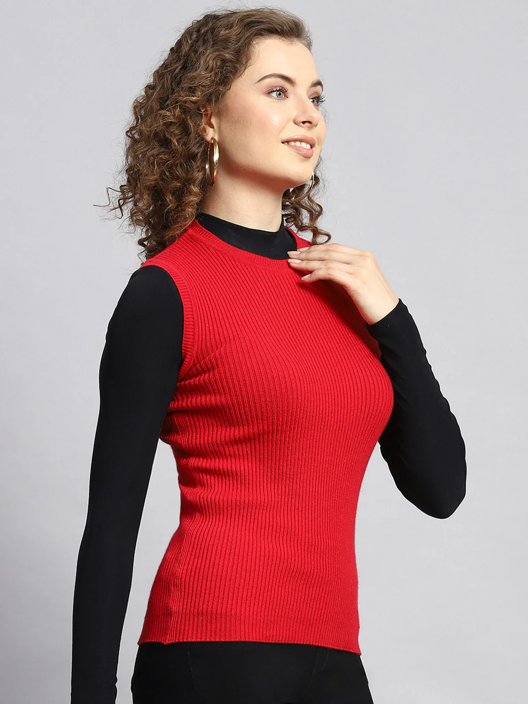 Women Red Solid Sceavy - Image 3