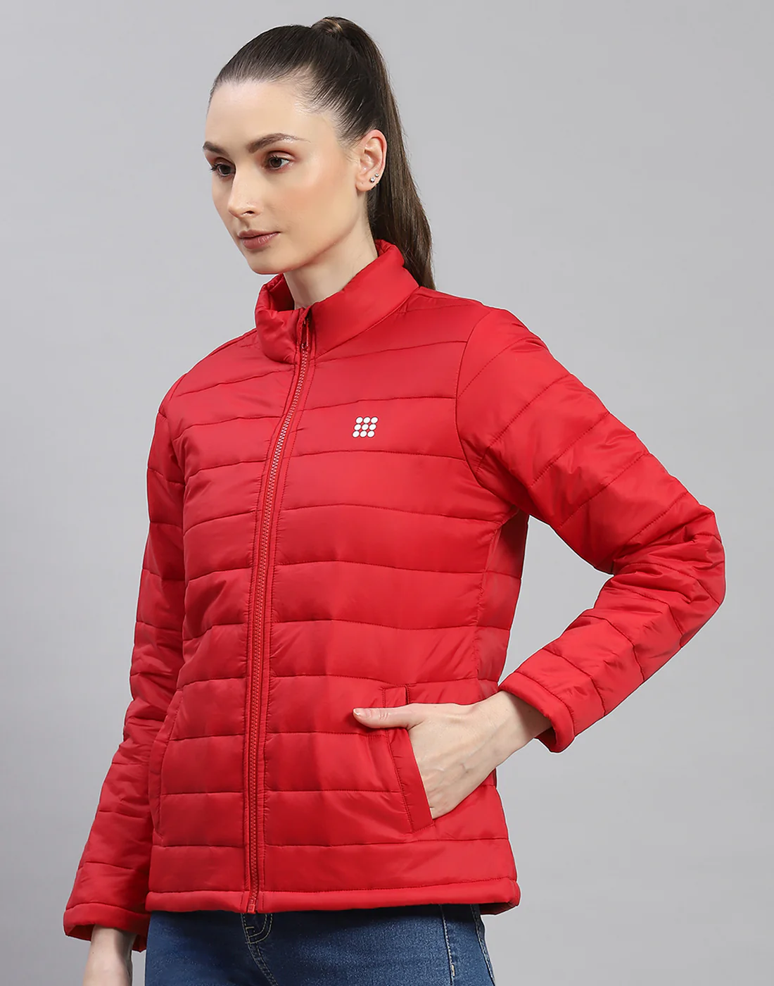 Rock.it Women Red Solid Stand Collar Full Sleeve Jacket - Image 4